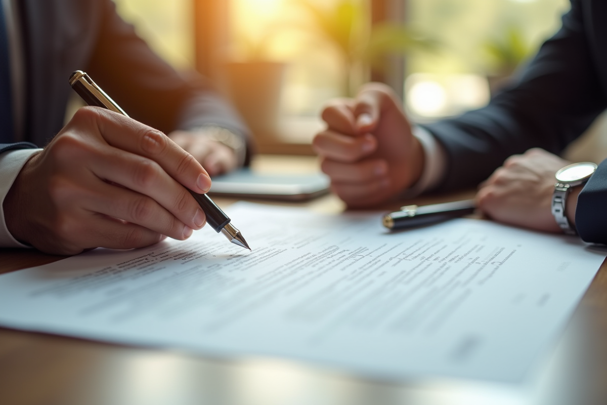 Mains échangeant un contrat de travail signé avec code du travail