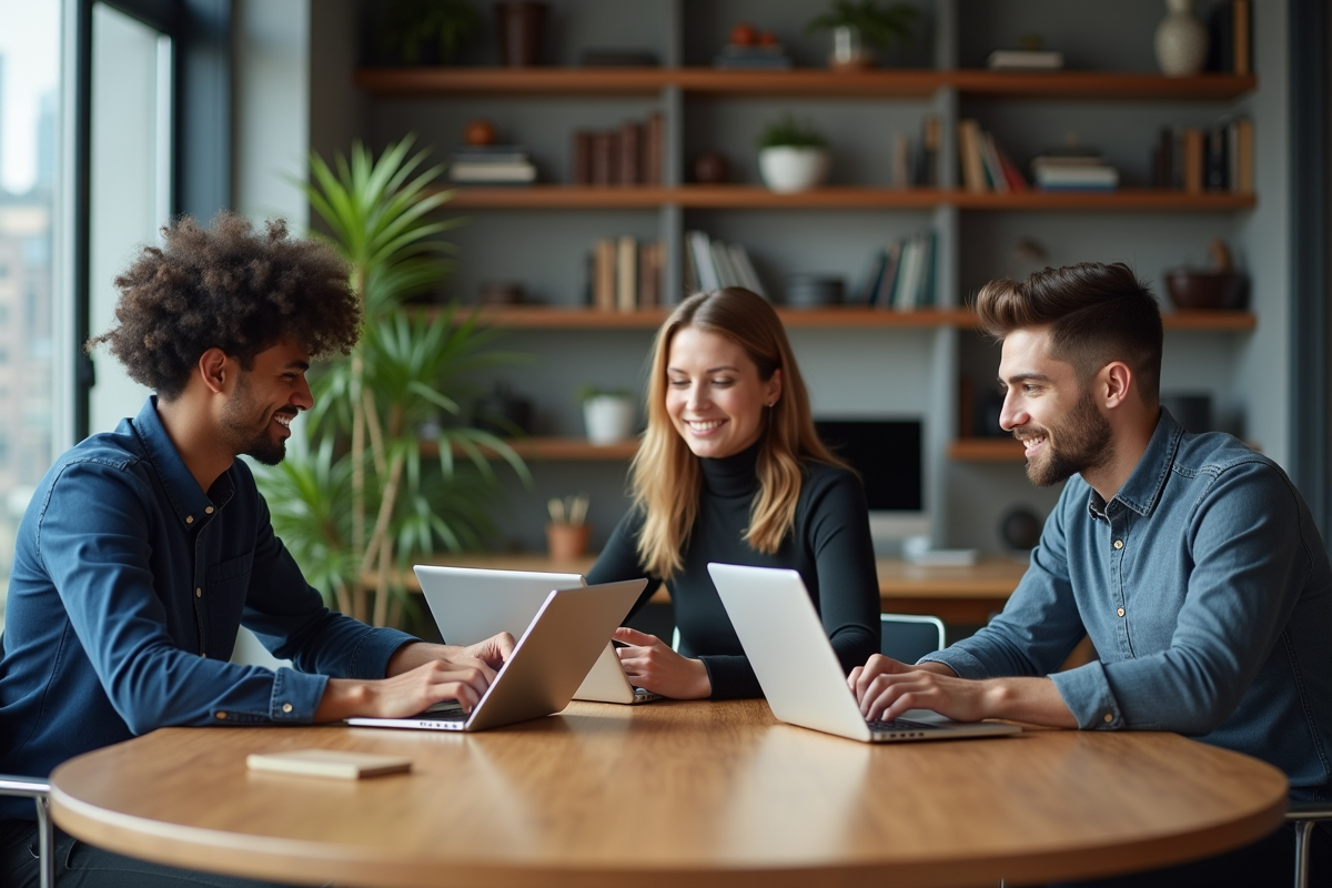 Groupe de jeunes professionnels en réunion collaborative