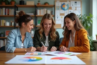 Equipe créative diverse en réunion dans un bureau moderne
