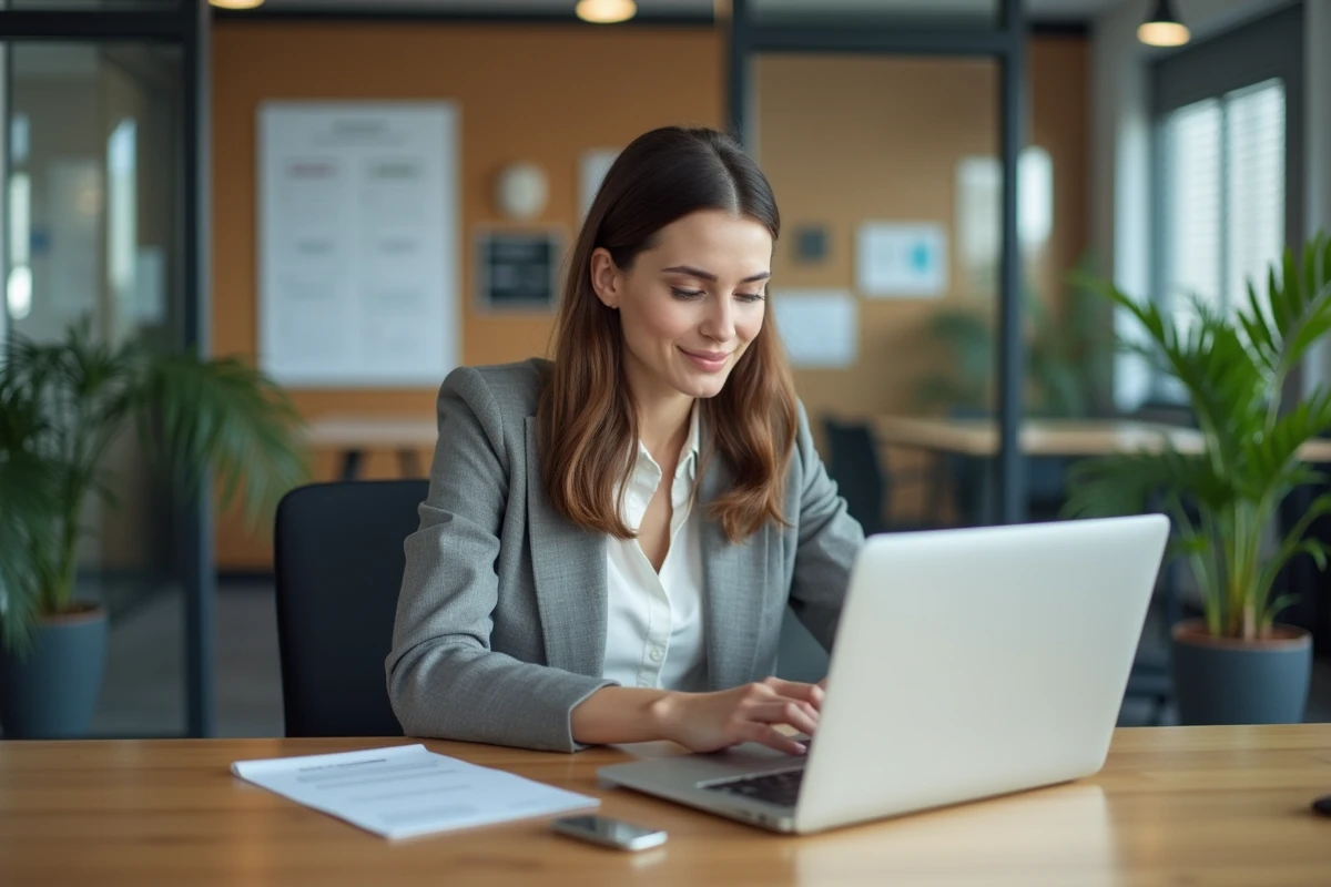 Jeune femme professionnelle compare deux ordinateurs portables
