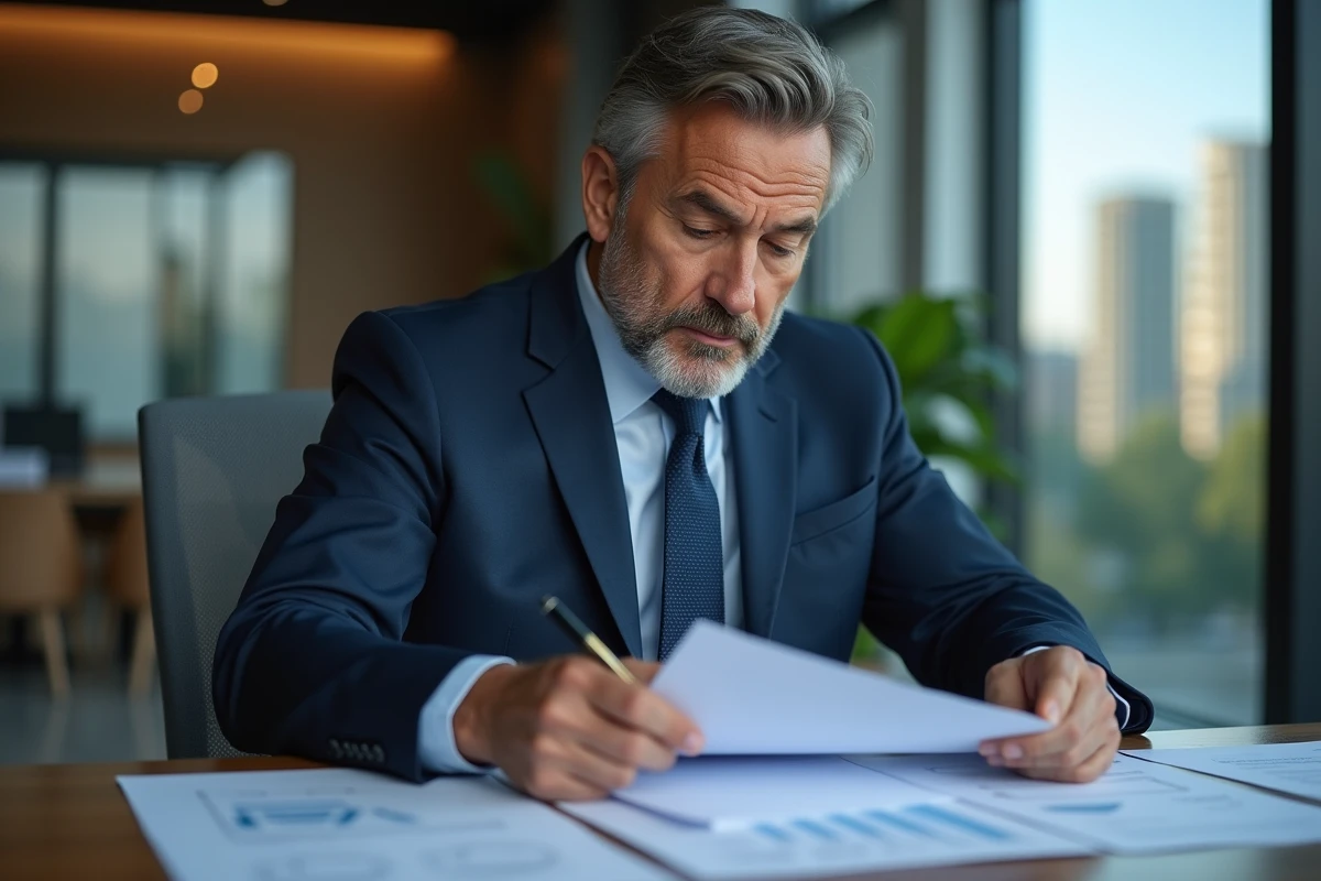 Homme d'affaires en costume dans un bureau moderne