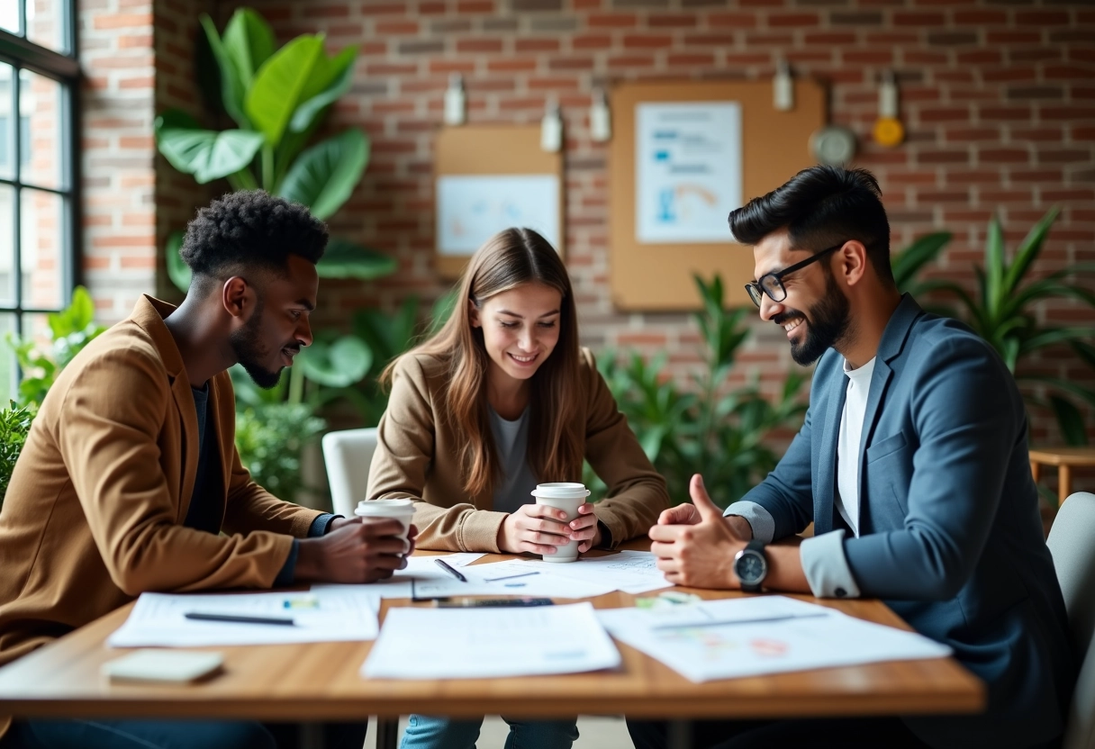 Groupe diversifie de jeunes professionnels collaborant