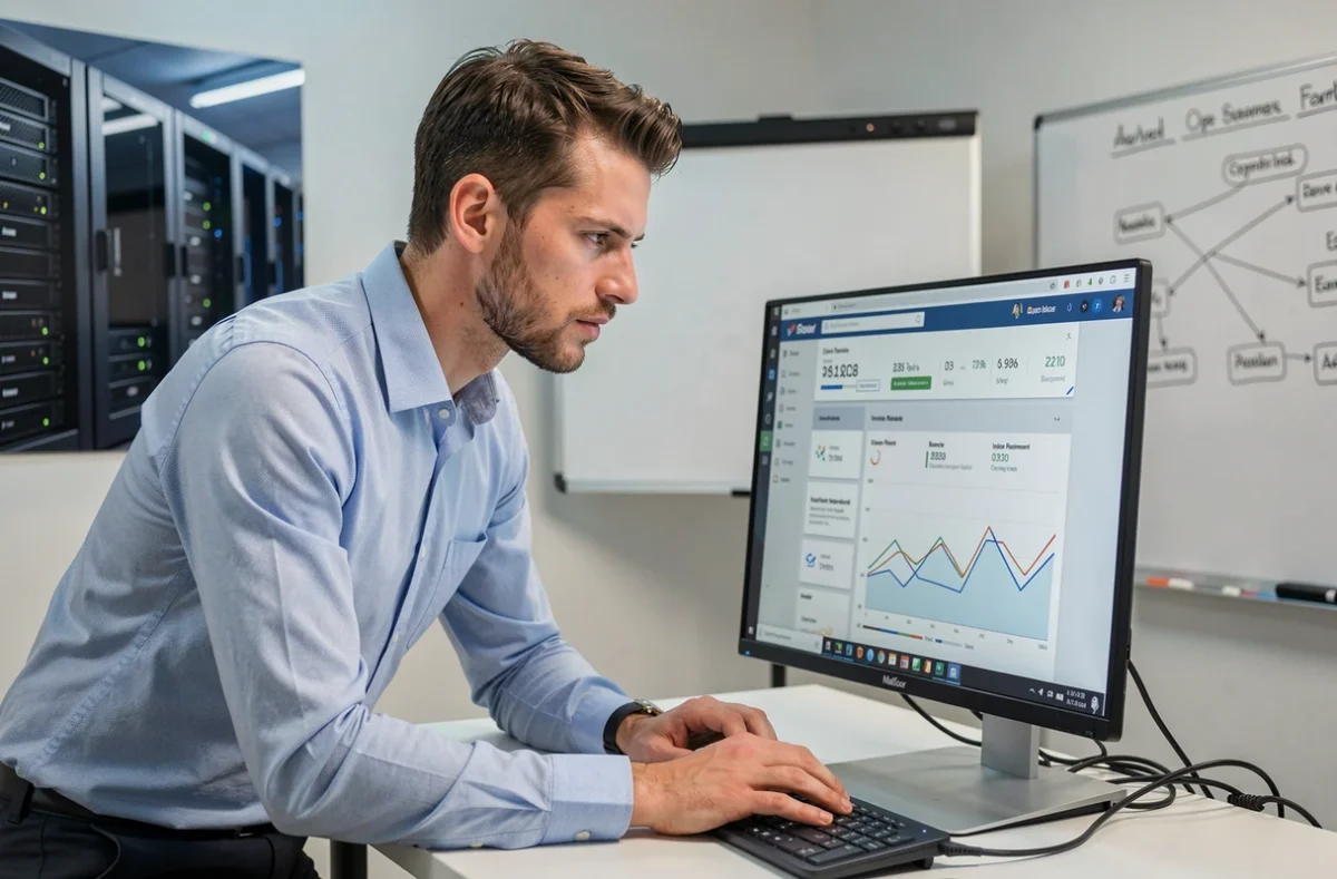 Spécialiste email marketing et délivrabilité de l'agence MailSoar à Lyon analysant les statistiques d'ouverture et de placement en boîte de réception sur un écran